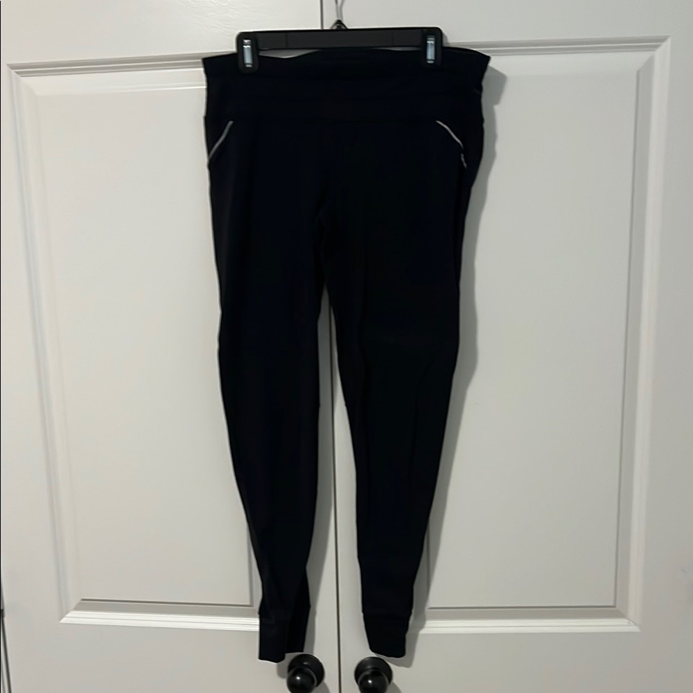 Athleta Black Leggings with Logo Detail
